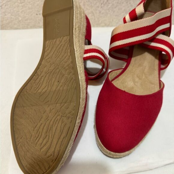 Life Stride Velocity 2.0 Keaton Canvas Espadrille Wedge Sandal Red Size 10M - Picture 7 of 12